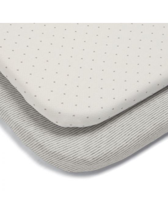 Mamas & Papas Fitted Sheet  2pc 50x87 Grey Star