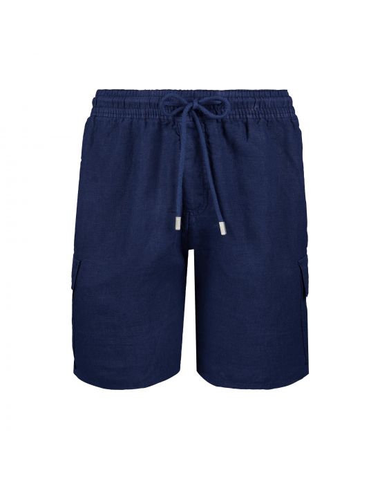 Vilebrequin Men Linen Bermuda Shorts Cargo Pockets