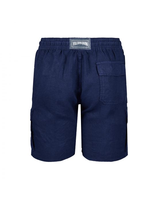 Vilebrequin Men Linen Bermuda Shorts Cargo Pockets