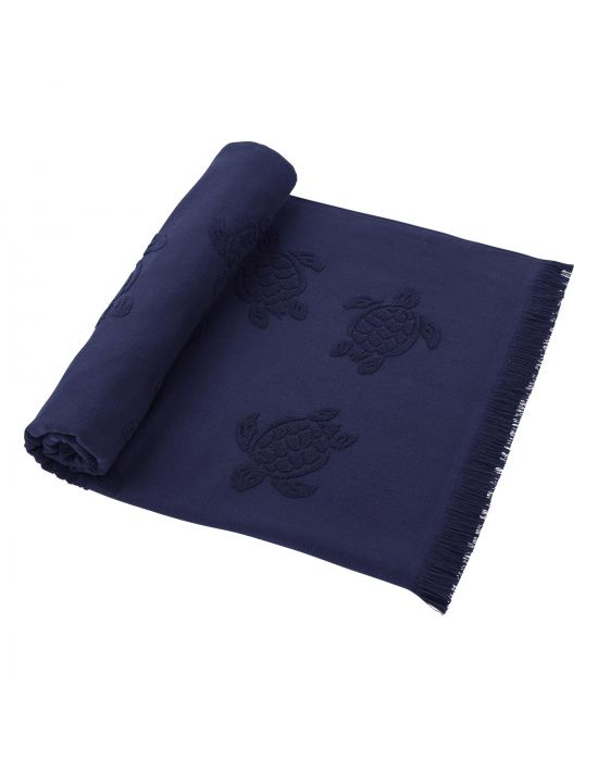  Vilebrequin Beach Towel in Organic Cotton Turtles Jacquard