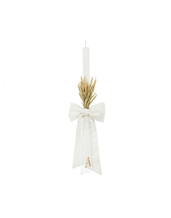 Lapin House Bapteme Candle with Monogramand Straws