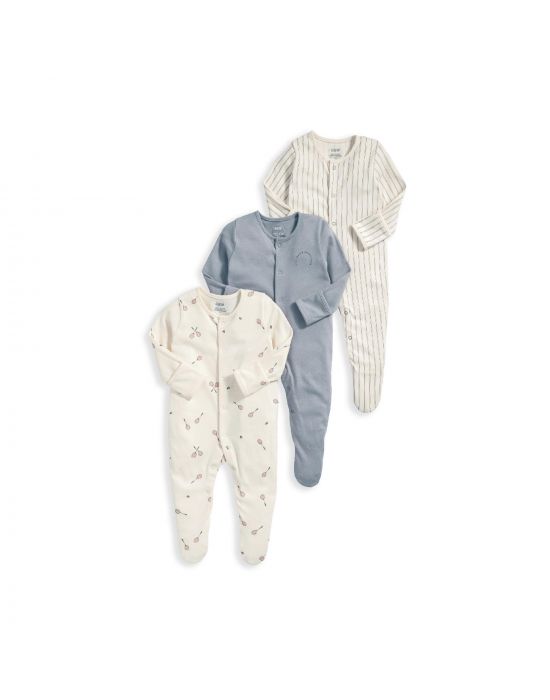 Mamas & Papas Tiny Sports Club Cotton Sleepsuits 3 Pack