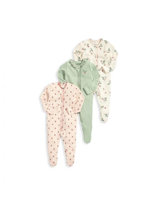 Mamas & Papas Strawberry Sleepsuits 3 Pack
