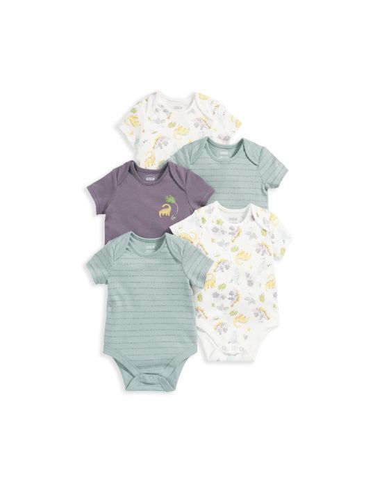 Mamas & Papas Short Sleeve Cotton Bodysuits 5 Pack