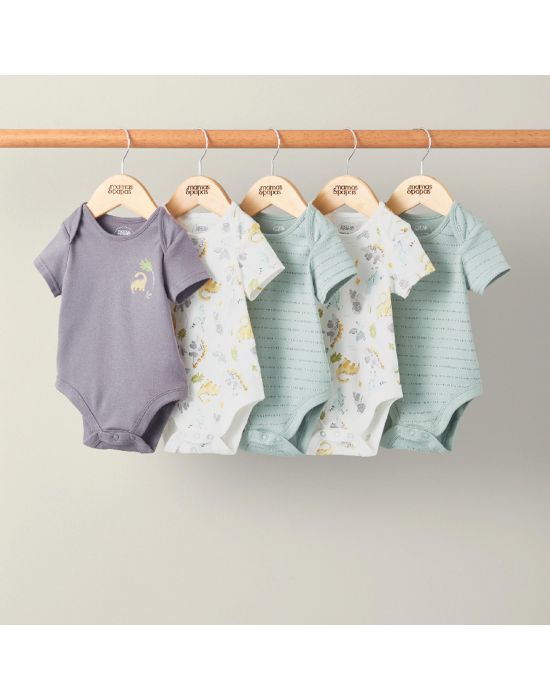 Mamas & Papas Short Sleeve Cotton Bodysuits 5 Pack