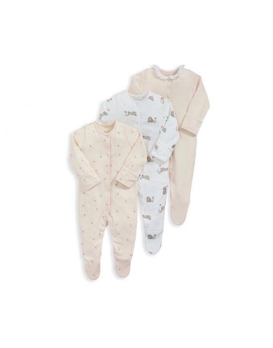 Mamas & Papas Bunny Floral Sleepsuits Set of 3