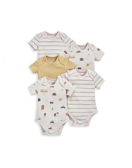 Mamas & Papas Short Sleeve Cotton Bodysuits 5 Pack