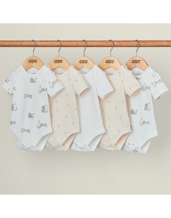 Mamas & Papas Short Sleeve Cotton Bodysuits 5 Pack