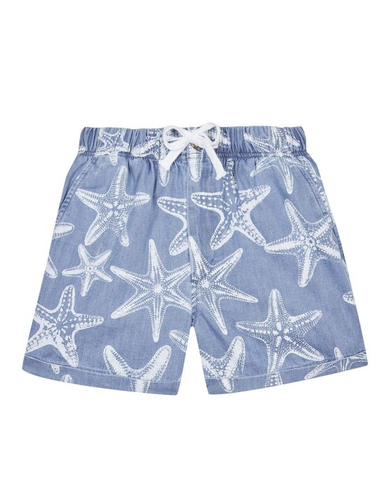 Vilebrequin Boys Bermuda Shorts Light Denim Printed Starfish