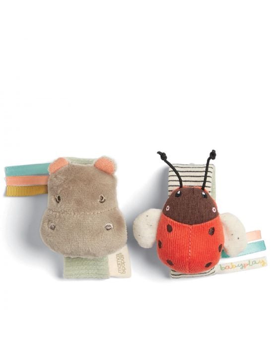 Mamas& Papas Wrist Rattles - Hippo-Ladybird 2 Pack