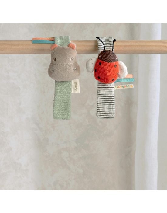 Mamas& Papas Wrist Rattles - Hippo-Ladybird 2 Pack
