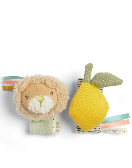Mamas& Papas Wrist Rattles - Lion-Lemon 2 Pack