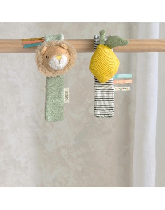 Mamas& Papas Wrist Rattles - Lion-Lemon 2 Pack