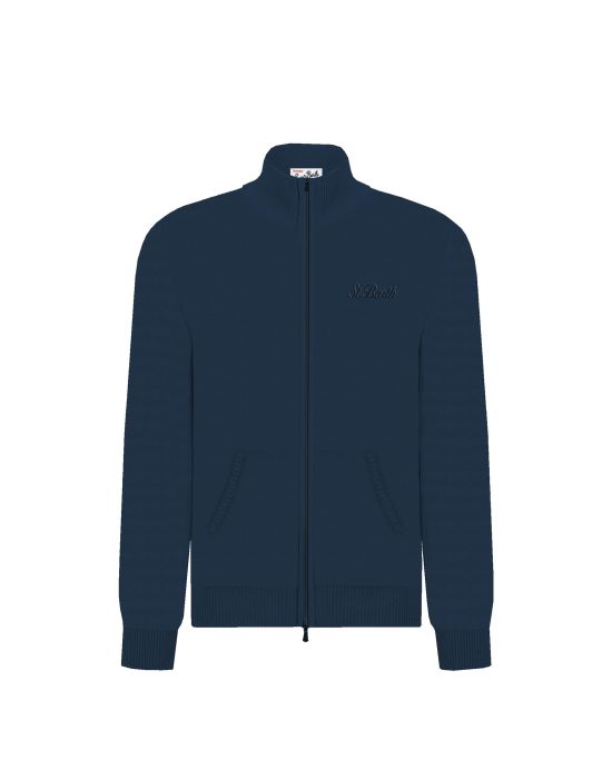 MC2 Kids St. Barth Blue Zip Knit Cardigan