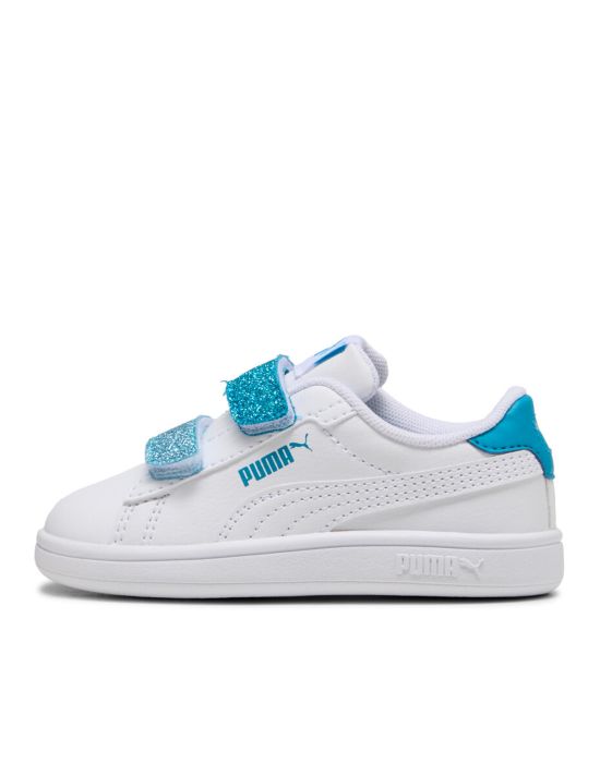 puma Kids' Smash 3.0 L Glitter Velcro V Inf White Sneakers