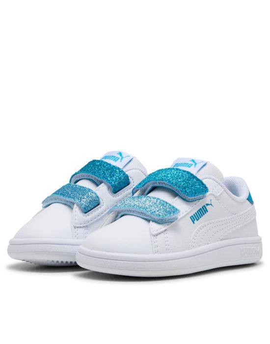 puma Kids' Smash 3.0 L Glitter Velcro V Inf White Sneakers