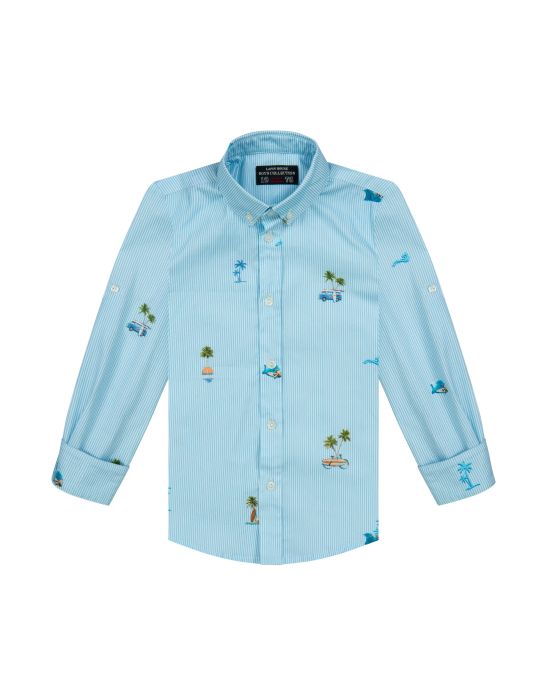 Lapin House Boys Striped Shirt With Embroidered Details