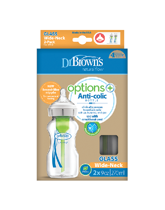 Dr.Brown's Baby Bottle Glass Pack 2 Options+270ml
