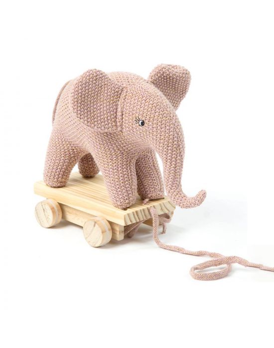 Παιδικό  Συρόμενο Παιχνίδι Πλεκτός Ελέφαντας Rose-Gold Small Stuff
