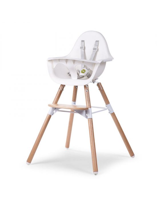 Κάθισμα Φαγητού Childhome EVOLU 2 Natural - White 2 in 1 & Bumper