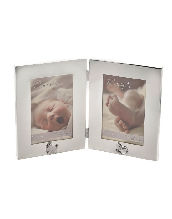 Bambino Silver Plated Double Photo Frame - 4" x 6"