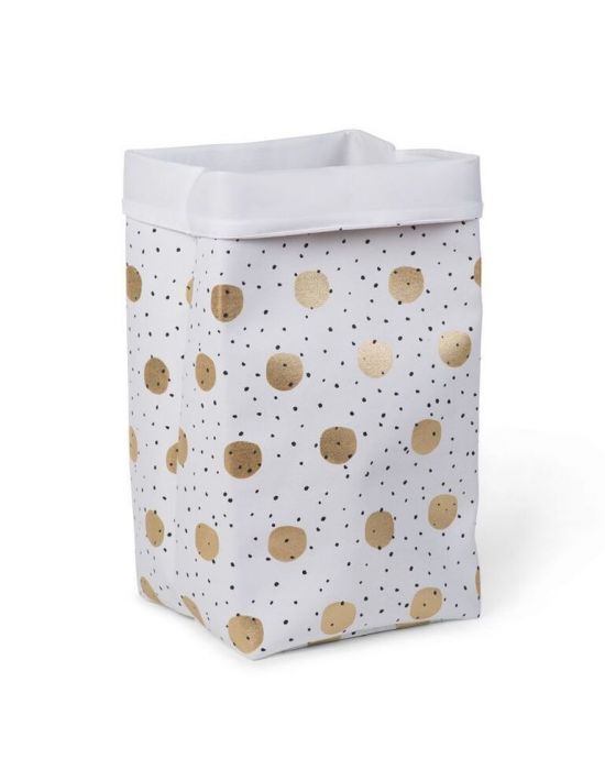 Childhome Canvas Box Foldable 32*32*60 White Gold Dots