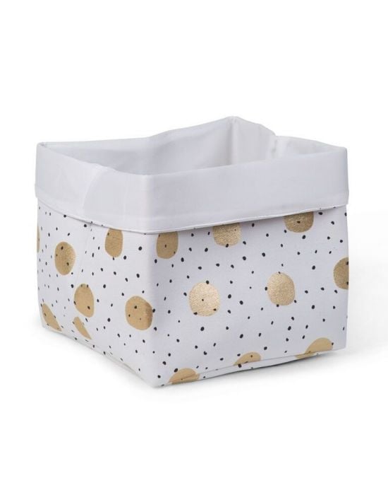 Childhome Canvas Box Foldable 32*32*29 White Gold Dots