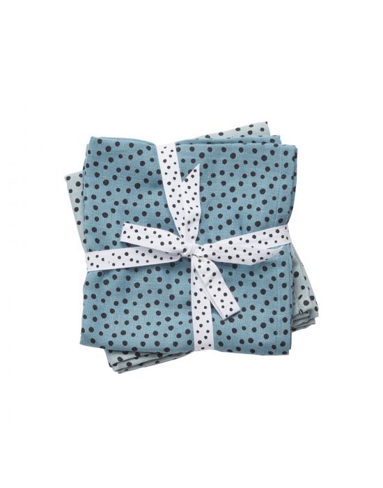Done By Deer Baby Burth cloth,2pack happy dots blue