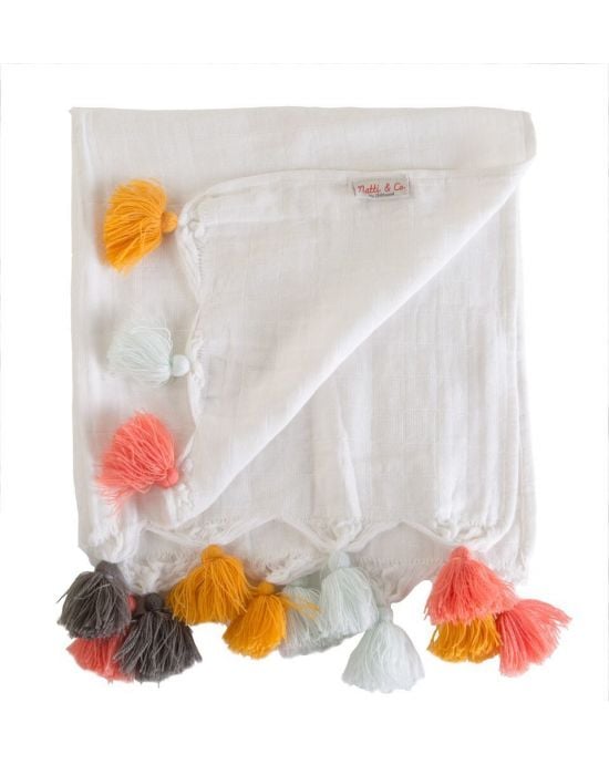 Childhome Cloths Tetra Set Of 4 White & Tassel