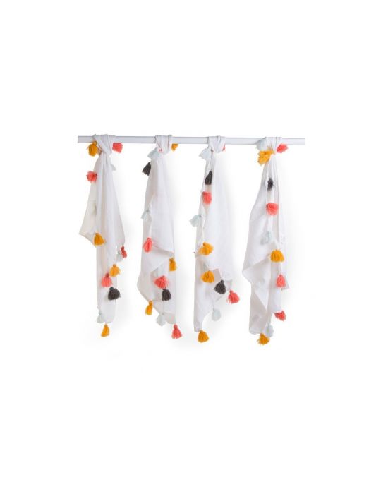 Childhome Cloths Tetra Set Of 4 White & Tassel