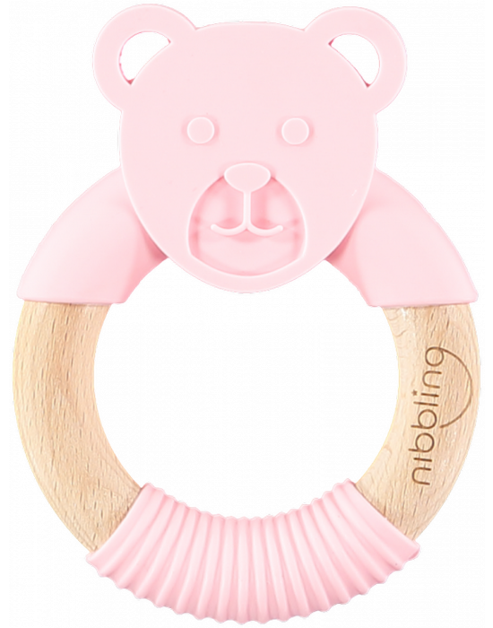 Nibbling Teether Ted Bear Pink