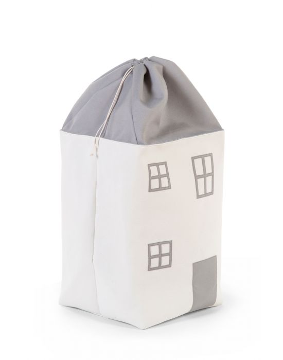 Παιδικός Σάκος Παιχνιδιών ChildhomeToy Box House Grey Off White