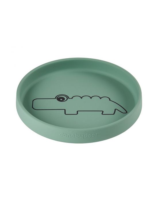 Kids Silicone Plate Croco Green Done By Deer