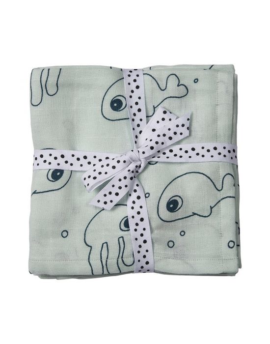 Baby Swaddle 2 Pack Done By Deer Sea Friends Blue