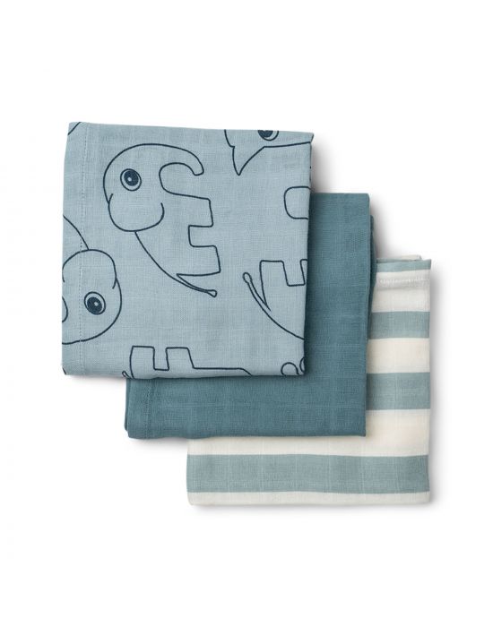 Baby Burp Cloth 3 Pack Done By Deer Friends Blue