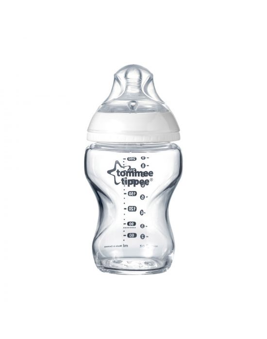 Tommee Tippee Baby Bottle Glass 250ml Closer to nature Low flow  0M +