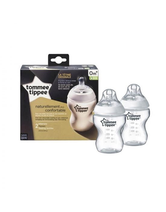 Tommee Tippee Baby Bottle Set 2 pcs 260ml Closer to Nature Low Flow Silicone0M+