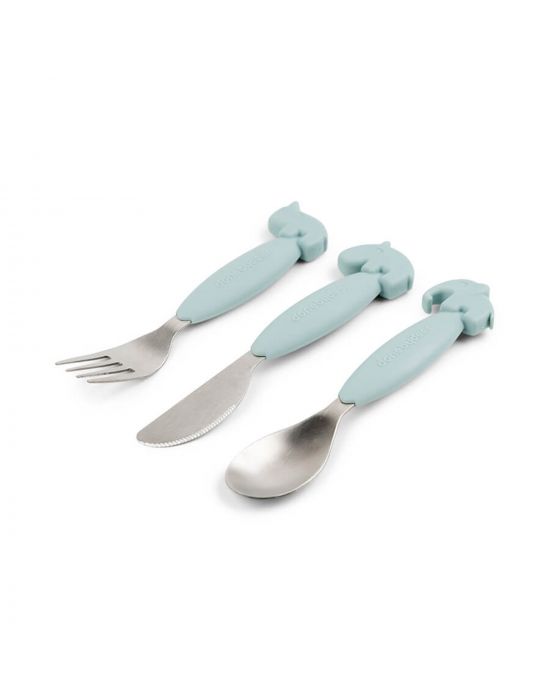 Done By Deer Kiddish Cutlery Set Deer Friends Blue