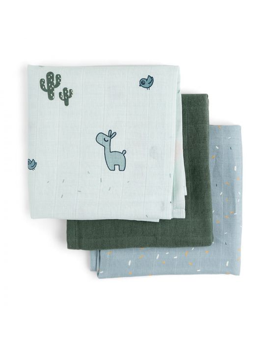 Done By Deer Baby Burp Cloth 3-pack Lalee Blue