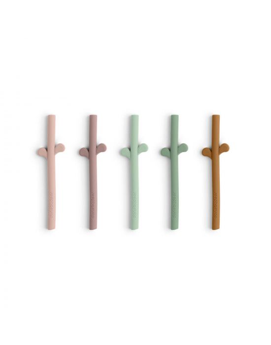 Done By Deer Peekaboo Silicone Straw 5-pack Powder Mix