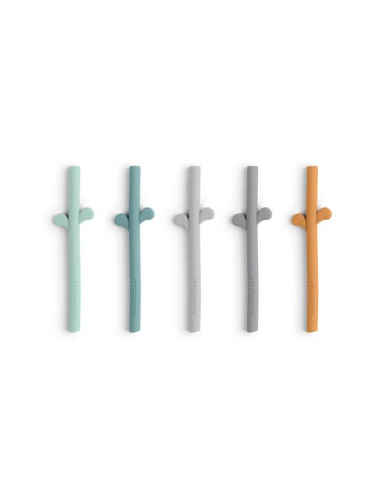 Done By Deer Peekaboo Silicone Straw 5-pack Blue Mix
