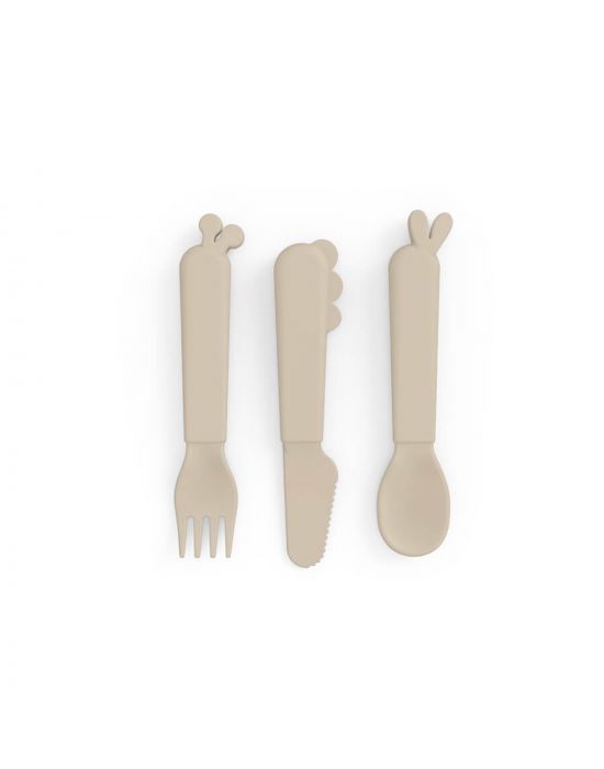 Done By Deer Kiddish Cutlery Set Deer Friends Sand