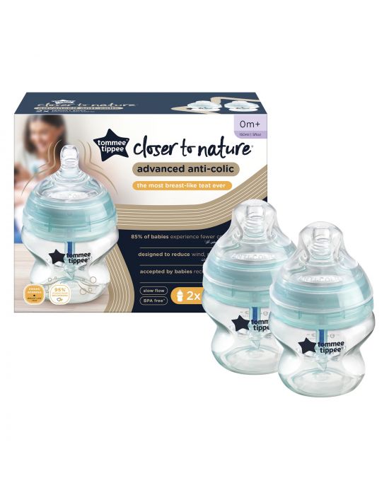 Μπιμπερό Advanced Anti-Colic Μικρής Ροής 150ml 0m+ (2τμχ) Tommee Tippee