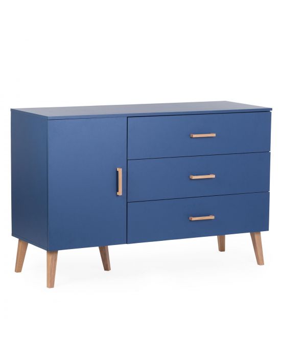 Childhome Kids Bold Blue Chest with 3 Drawers & 1 Door & Changing Unit