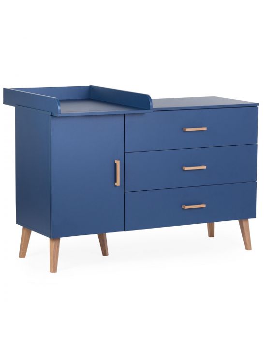 Childhome Kids Bold Blue Chest with 3 Drawers & 1 Door & Changing Unit