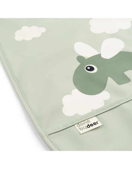 Done By Deer Kids Bib Velcro Happy Clouds Green