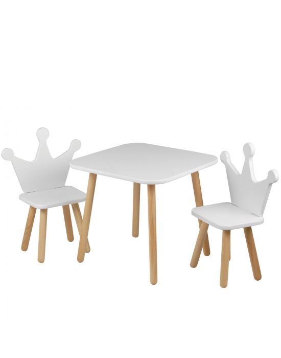 Wudd Little Wooden Table with 2 Crown Chairs