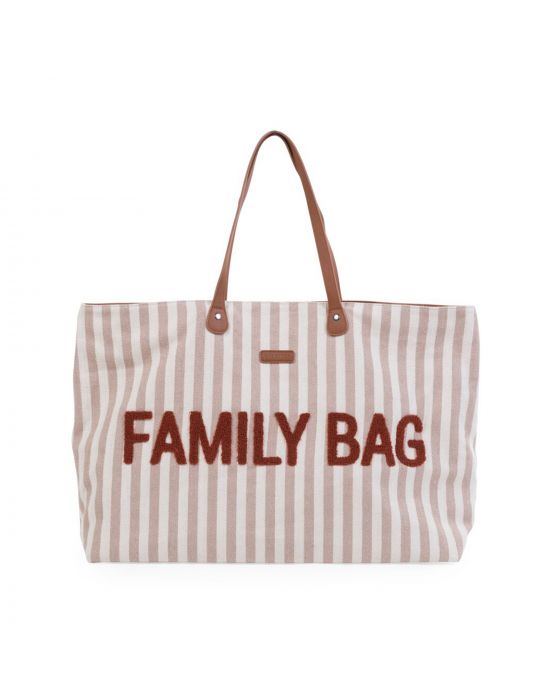 Τσάντα Αλλαγής Childhome Family Bag Stripes Nude-Terracotta