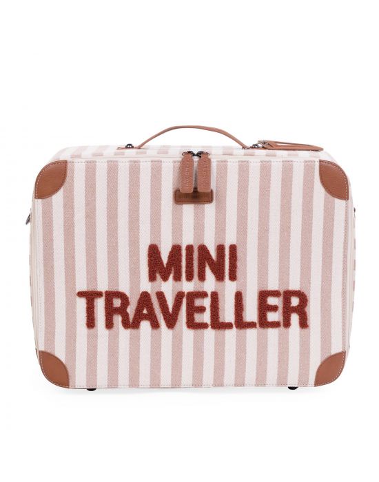 Παιδική Βαλίτσα Childhome Mini Traveller Stripes Nude-Terracotta