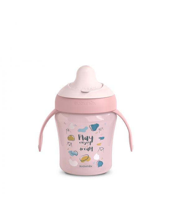 Ποτήρι Εκπαιδευτικό με λαβές 200ml +6μ BEAR Pink Suavinex